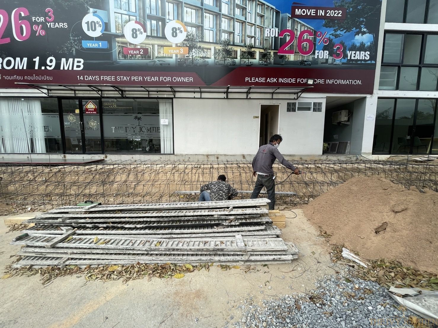 Tile wall work and sales office front
