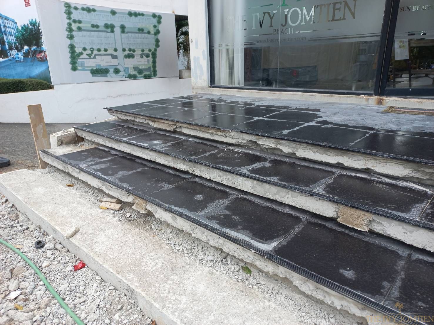 Tile wall work and sales office