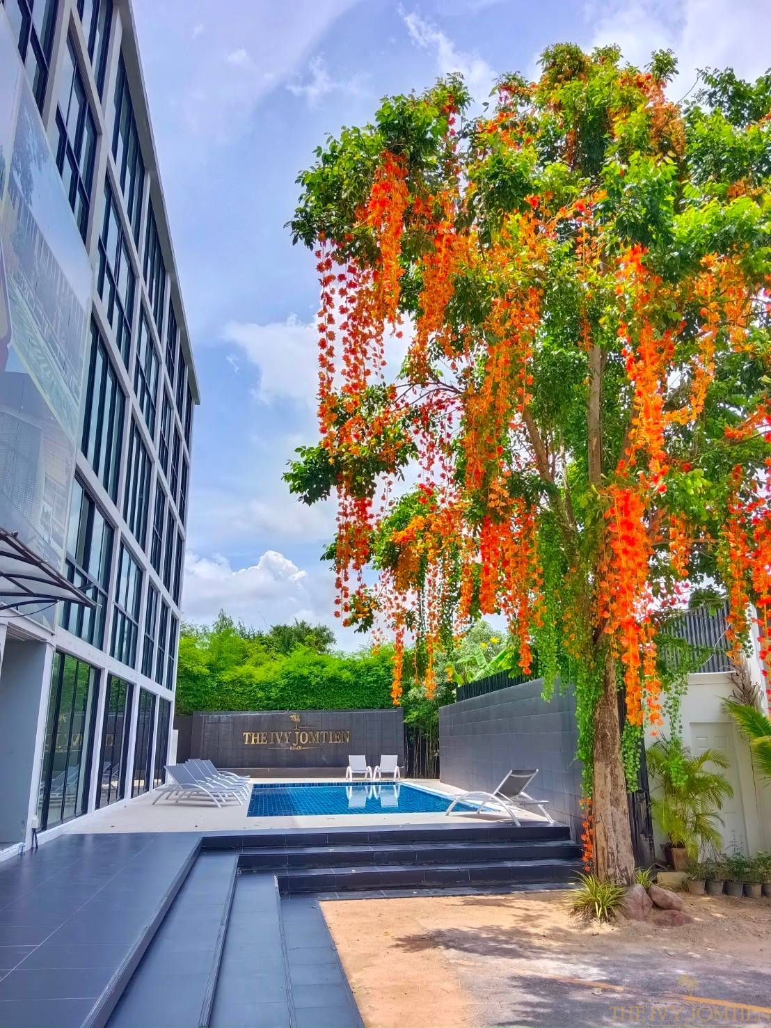 The Ivy Jomtien beach up date construction   เรียนคุณลูกค้าที่เคารพรักทุกท่าน ขณะนี้ทางโครงการจัดสร้างพื้นที่ส่วนกลาง ในส่วนสระว่ายน้ำเสร็จเรียบร้อยแล้วค่ะ เตรียมพบ 